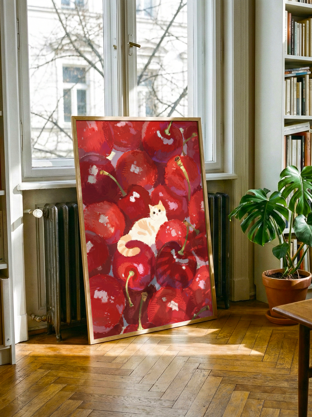 Cherry Cat – Cute Animal Poster