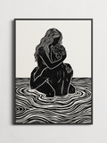 Hold Me – Linocut Couple Poster