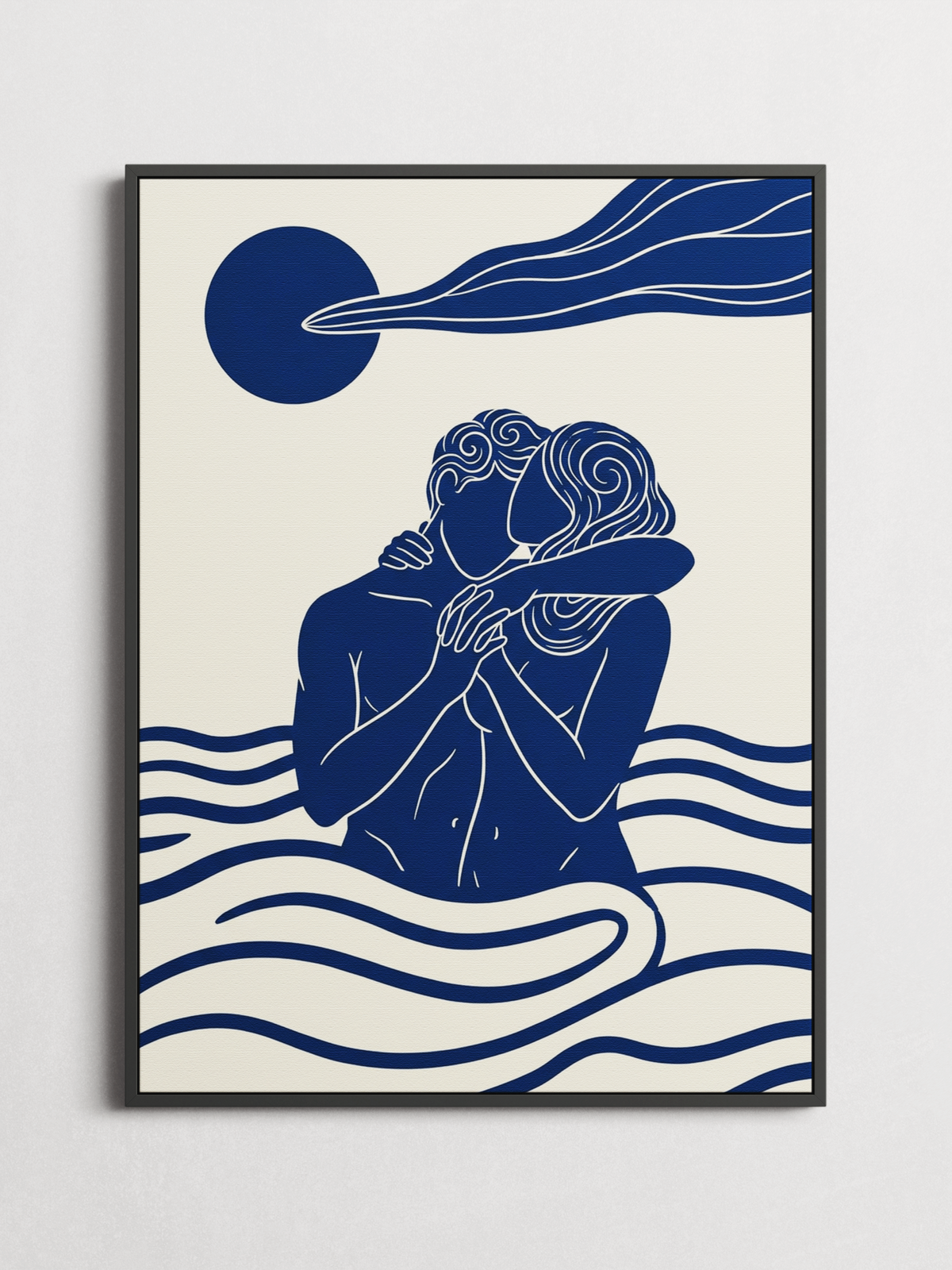 Moonlit Embrace – Line Art Poster