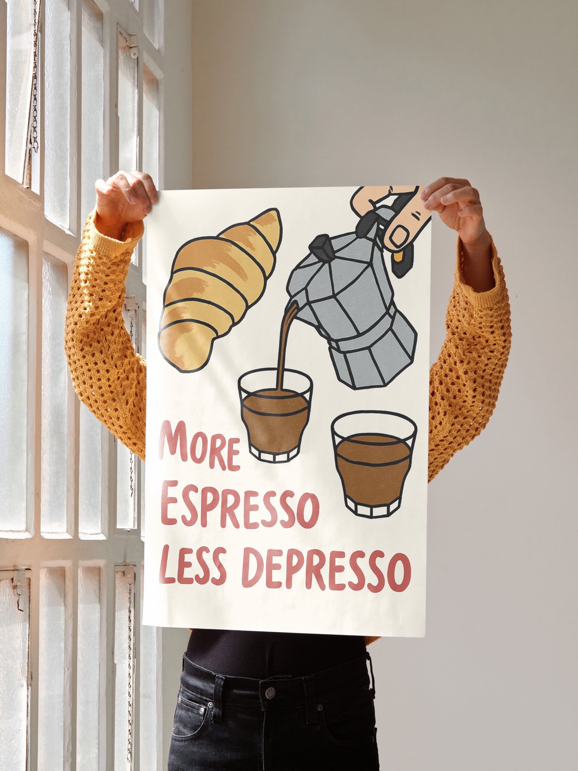 More Espresso Less Depresso – Typography Poster
