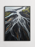 Black Sand Delta aerial Iceland poster framed on a wall