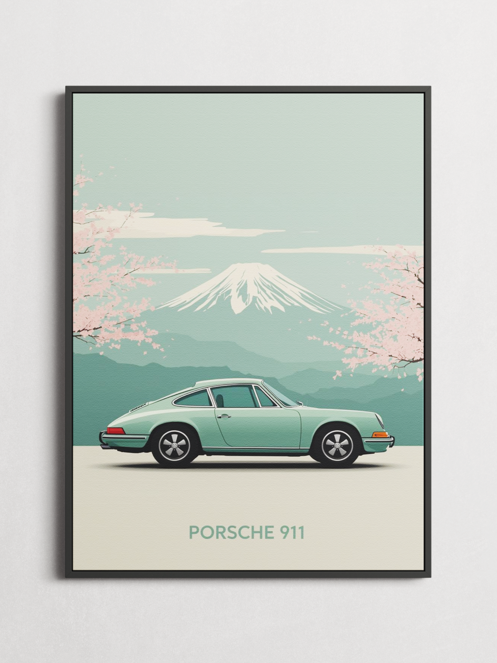 Mint Porsche 911 – Japandi Car Poster