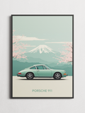 Mint Porsche 911 – Japandi Car Poster