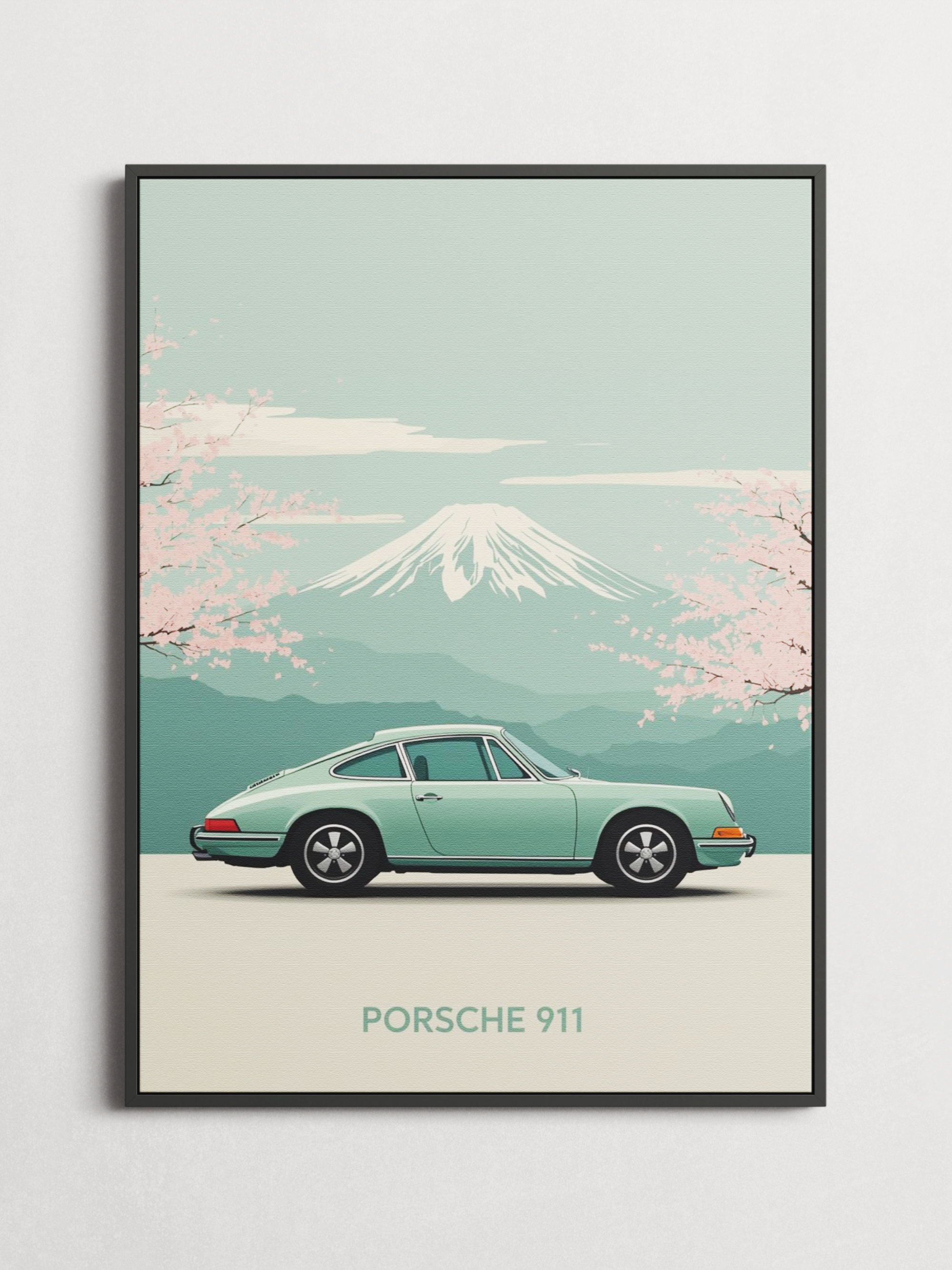 Mint Porsche 911 – Japandi Car Poster