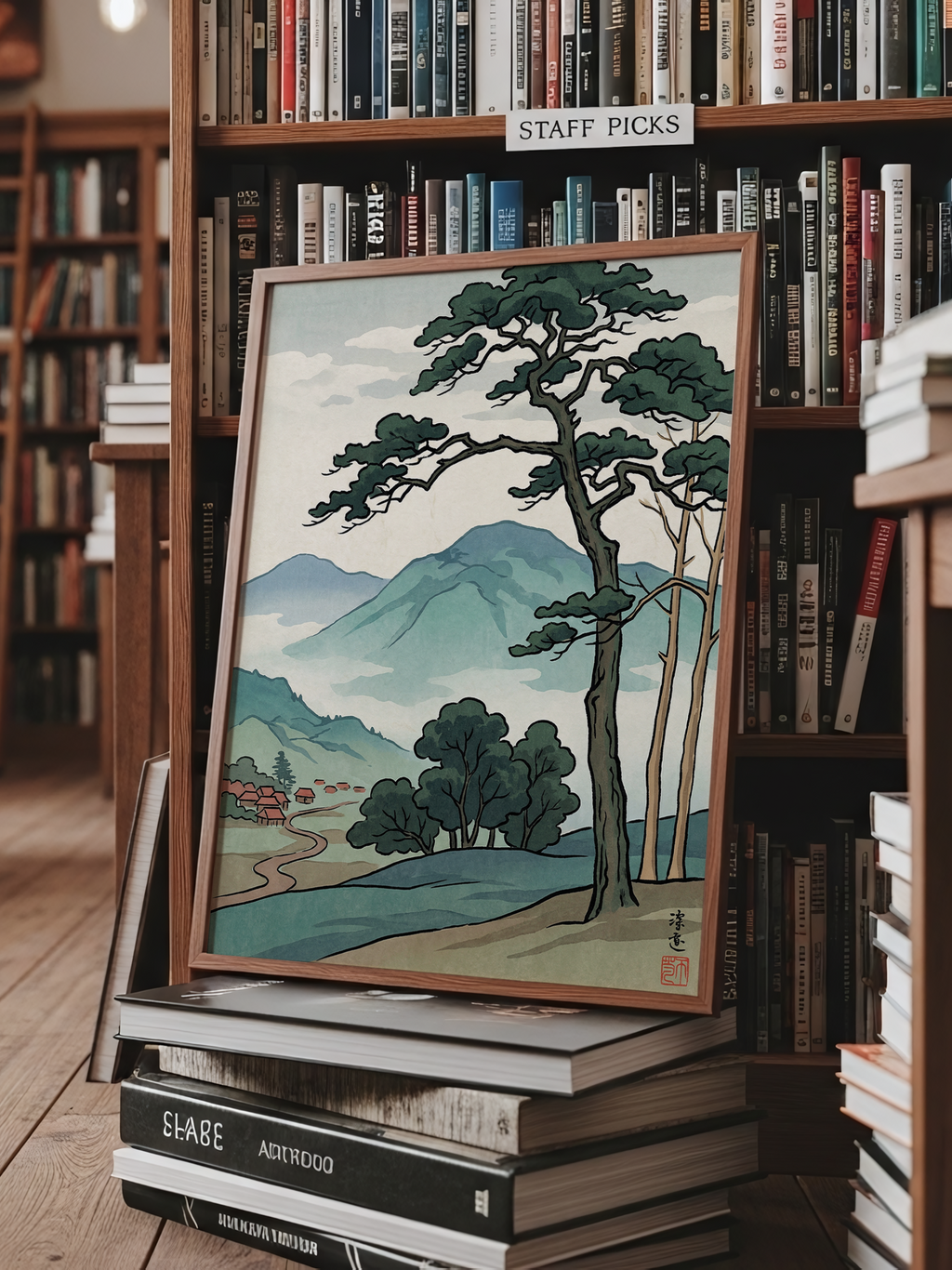Mountain Village – Japanese Ukiyo-e Poster – interior view