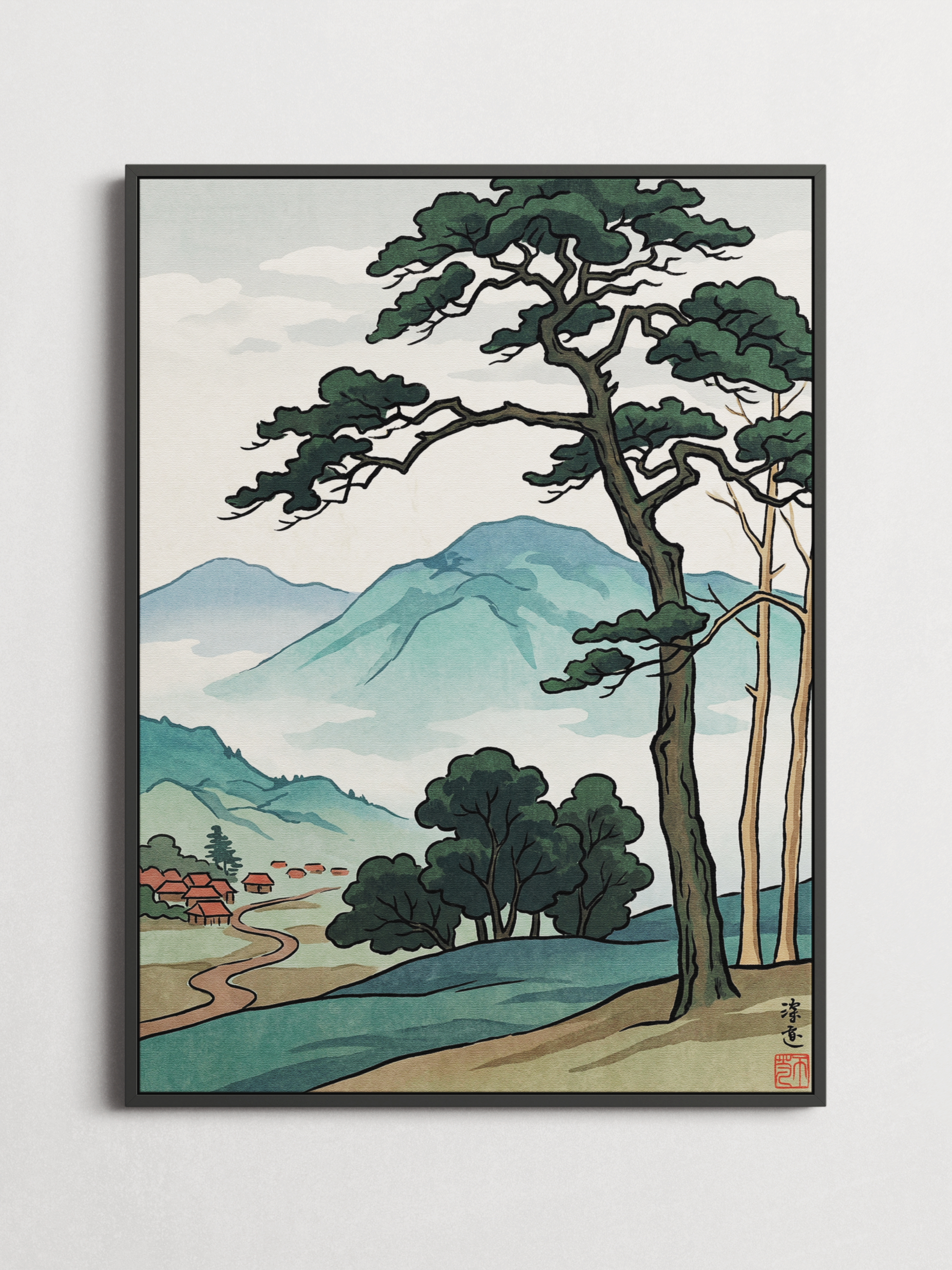 Mountain Village – Japanese Ukiyo-e Poster