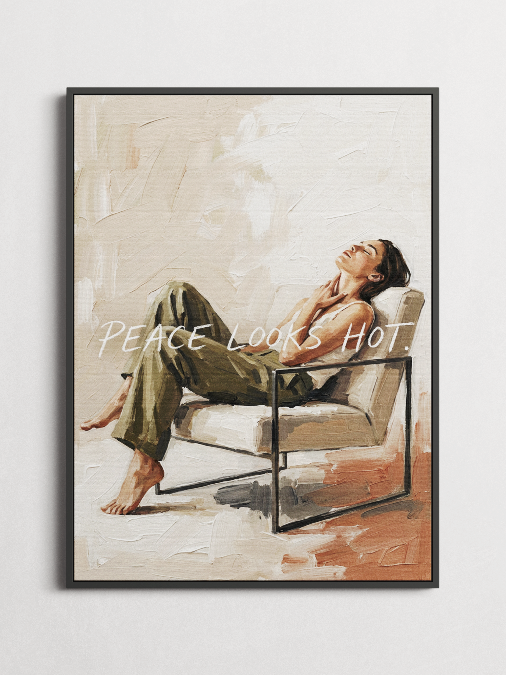 Peace Looks Hot – Typography Poster – framed on a wall