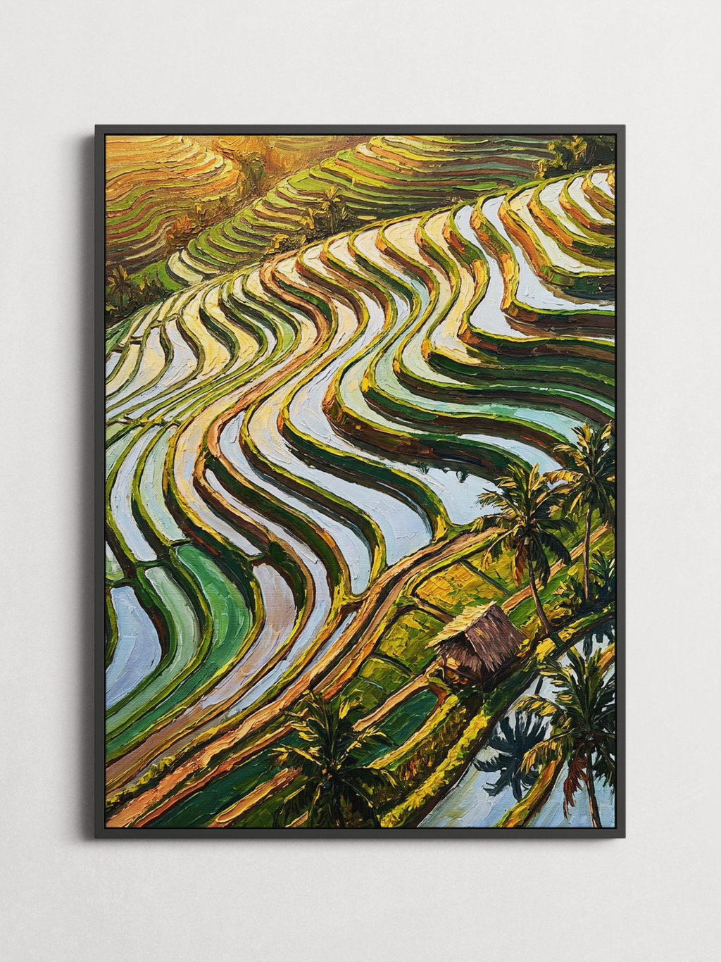 Rice Terraces aerial landscape poster framed on a wall