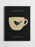 Stayed in Bed linocut typography poster framed on a wall