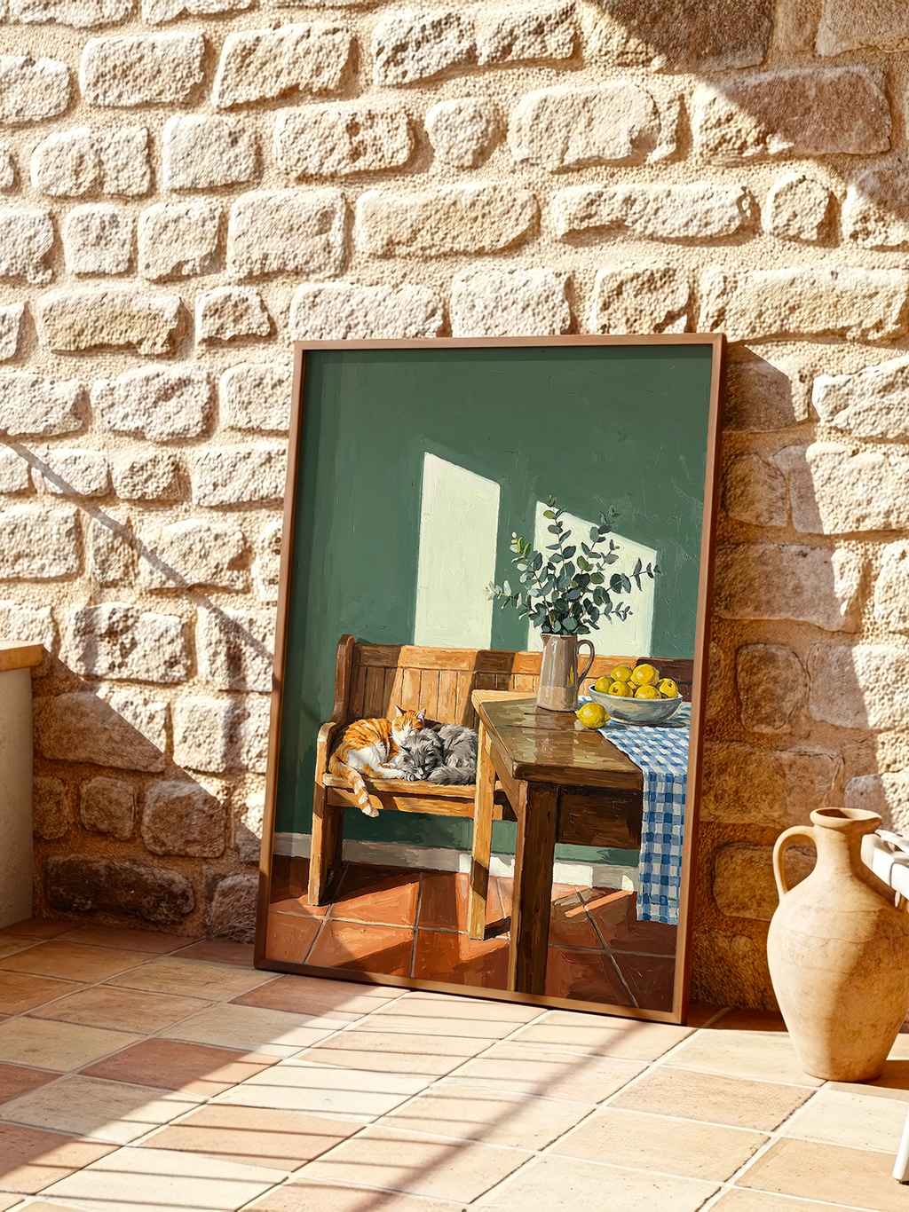 Two Cats in the Kitchen – Cozy Interior Poster