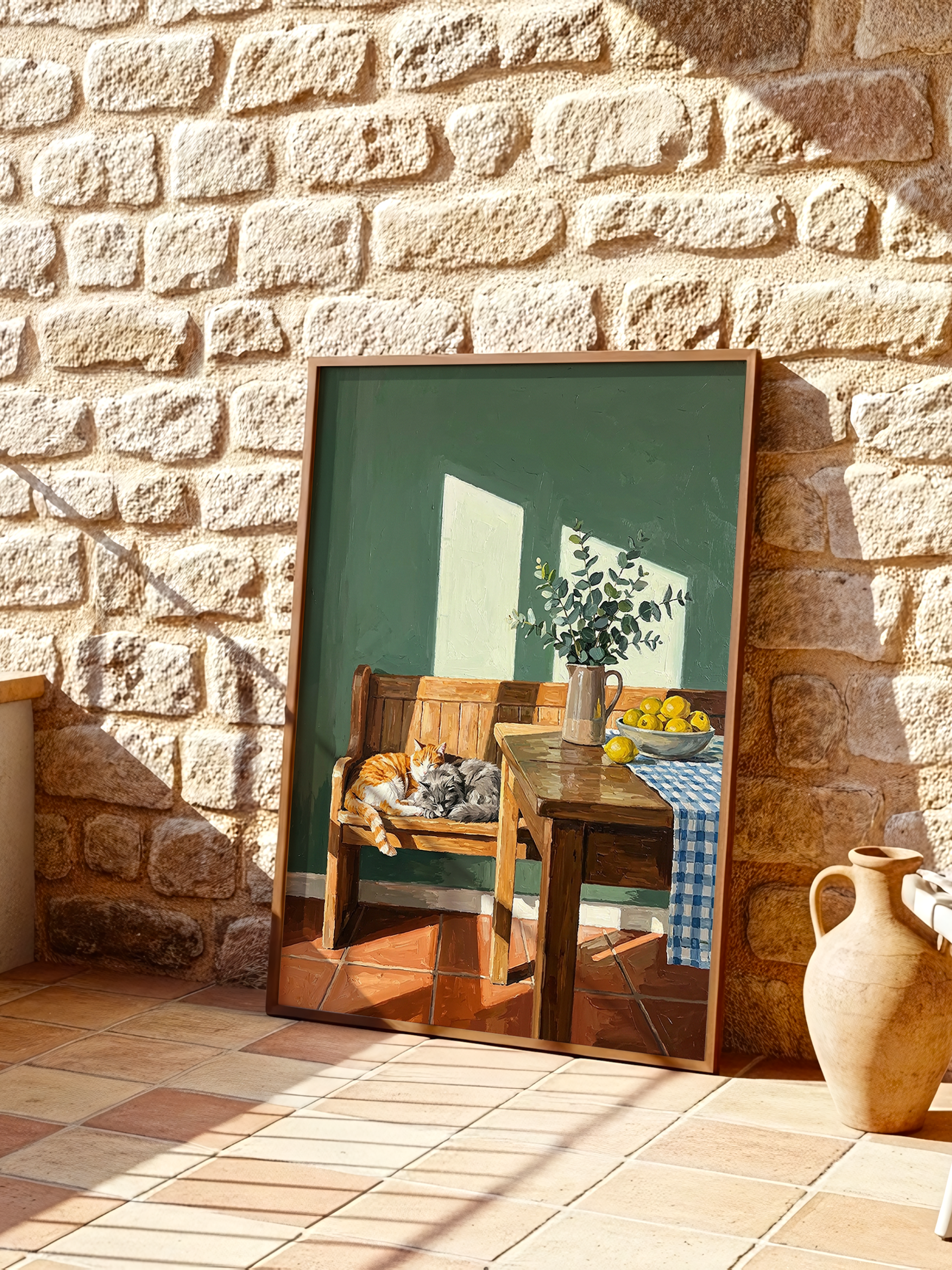 Two Cats in the Kitchen – Cozy Interior Poster