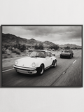 Two Porsche 911 – Black & White Racing Poster